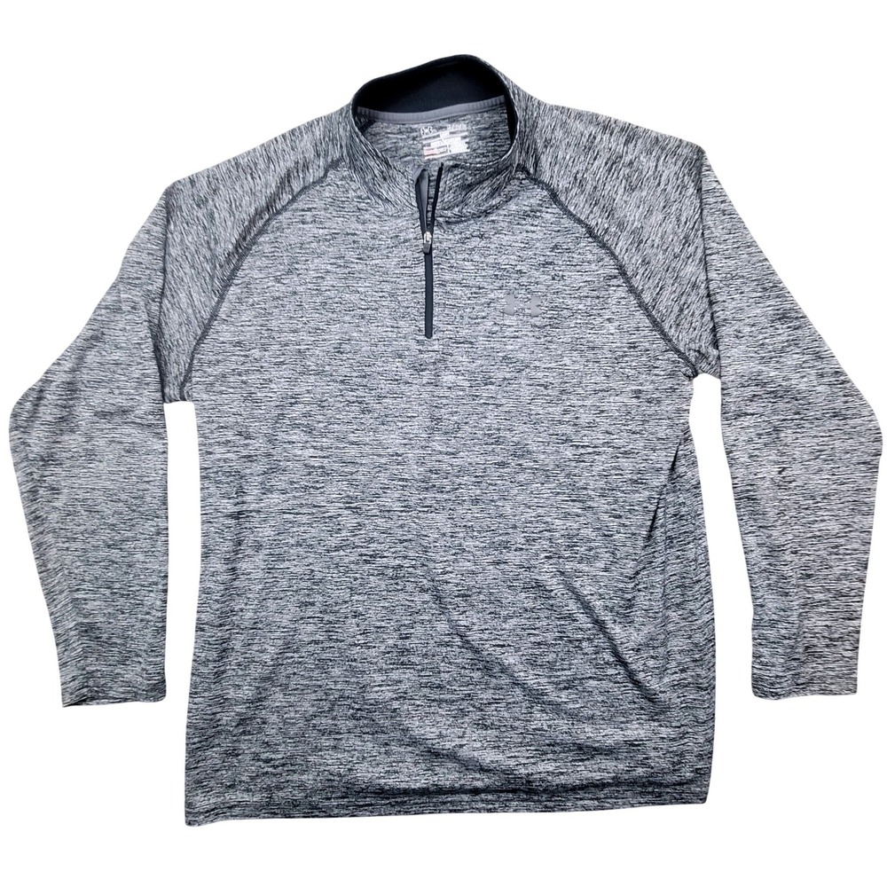 Under Armour Mens XL Gray Heathered HeatGear Quarter Zip Long Sleeve Top